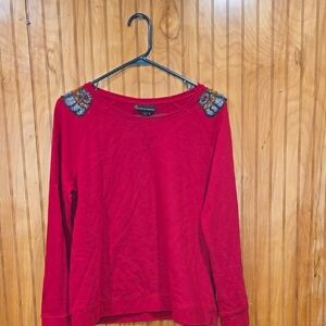 Red Beaded Shoulder Women's Top